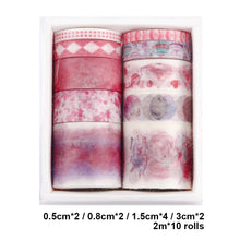 Load image into Gallery viewer, 10 Rolls Adhesive Tape Washi Tape Set Color Tape for DIY Craft(Mulberry Tree 09)
