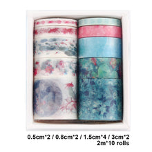 Load image into Gallery viewer, 10 Rolls Adhesive Tape Washi Tape Set Color Tape for DIY Crafts (Duckweed 10)
