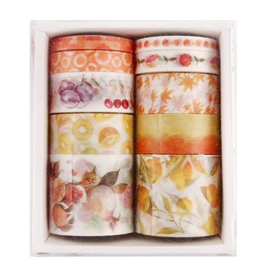 10 Rolls Adhesive Tape Washi Tape Set Color Tape for DIY Crafts (Fruit Buds 11)