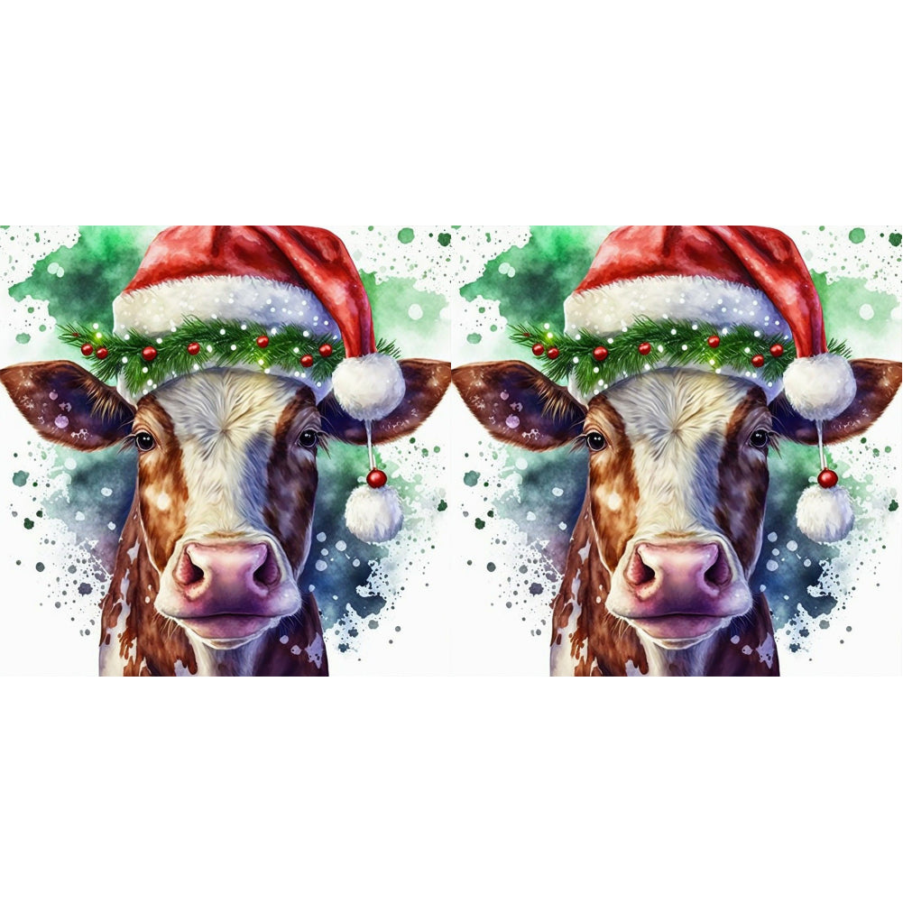 Diamond Painting - Full Round - Christmas bull head (30*30CM)