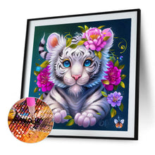 Load image into Gallery viewer, AB Diamond Painting - Full Round - Flower and little white tiger (40*40CM)
