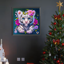Load image into Gallery viewer, AB Diamond Painting - Full Round - Flower and little white tiger (40*40CM)
