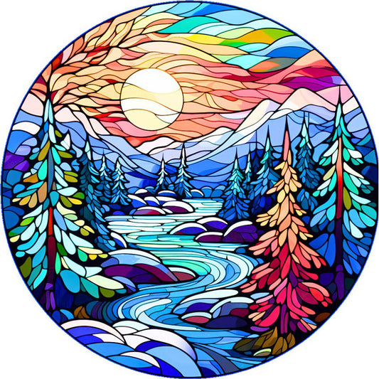 AB Diamond Painting - Full Round - glass art forest (40*40CM)