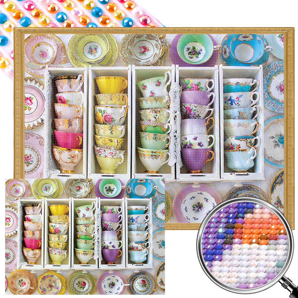 AB Diamond Painting - Full Round - Colorful tea cups (55*40CM)