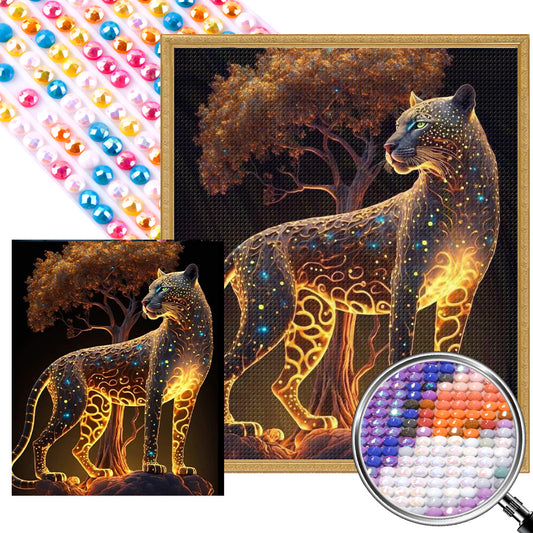 AB Diamond Painting - Full Round - glowing leopard (50*60CM)