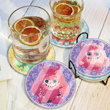 Load image into Gallery viewer, 6PCS Acrylic Washable Diamond Painting Crafts Coaster with Holder Waterproof Coaster (Small Monster)
