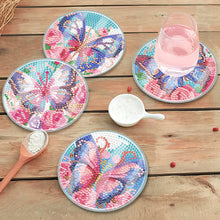 Load image into Gallery viewer, 6PCS Acrylic Washable Diamond Painting Crafts Coaster with Holder Waterproof Coaster (Butterfly)
