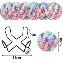 Load image into Gallery viewer, 6PCS Acrylic Washable Diamond Painting Crafts Coaster with Holder Waterproof Coaster (Butterfly)
