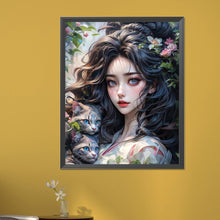 Load image into Gallery viewer, AB Diamond Painting - Full Round - girl and cat (40*50CM)
