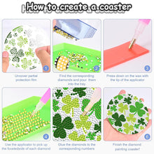 Load image into Gallery viewer, 8PCS Wooden Diamond Painting Art Coaster Kit with Holder (Saint Patricks Day #1)
