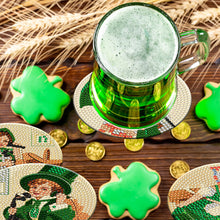 Load image into Gallery viewer, 8PCS Wooden Diamond Painting Art Coaster Kit with Holder (Saint Patricks Day #2)
