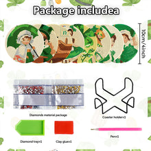 Load image into Gallery viewer, 8PCS Wooden Diamond Painting Art Coaster Kit with Holder (Saint Patricks Day #2)
