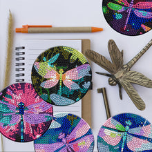 Load image into Gallery viewer, 8PCS Wooden Diamond Painting Art Coaster Kit with Holder (Dazzling Dragonfly)
