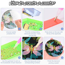 Load image into Gallery viewer, 8PCS Wooden Diamond Painting Art Coaster Kit with Holder (Dazzling Dragonfly)
