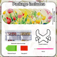 Load image into Gallery viewer, 8PCS Wooden Diamond Painting Art Coaster Kit with Holder for Adults Kids (Tulip)
