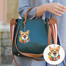 Load image into Gallery viewer, 8PCS Double Sided Round Diamond Painting Art Keychain Pendant (Rainbow Dog)
