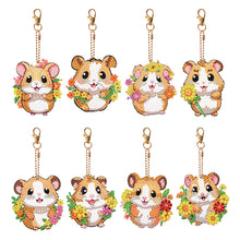 Load image into Gallery viewer, 8PCS Double Sided Round Diamond Painting Art Keychain Pendant for Adult(Hamster)
