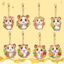 Load image into Gallery viewer, 8PCS Double Sided Round Diamond Painting Art Keychain Pendant for Adult(Hamster)
