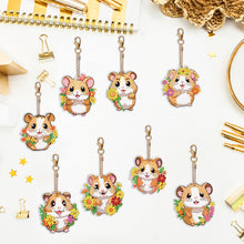 Load image into Gallery viewer, 8PCS Double Sided Round Diamond Painting Art Keychain Pendant for Adult(Hamster)
