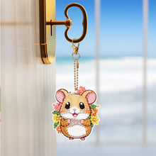 Load image into Gallery viewer, 8PCS Double Sided Round Diamond Painting Art Keychain Pendant for Adult(Hamster)
