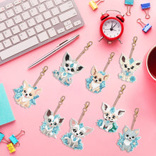 Load image into Gallery viewer, 8PCS Double Sided Round Diamond Painting Art Keychain Pendant (Diamond Dog)
