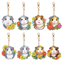 Load image into Gallery viewer, 8PCS Double Sided Round Diamond Painting Keychain Pendant (Two Colours Hamster)
