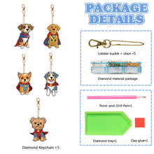 Load image into Gallery viewer, 5PCS Double Sided Round Diamond Painting Art Keychain Pendant (Puppy Hero)
