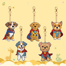 Load image into Gallery viewer, 5PCS Double Sided Round Diamond Painting Art Keychain Pendant (Puppy Hero)
