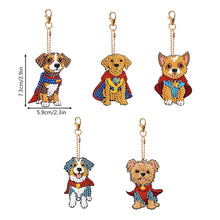Load image into Gallery viewer, 5PCS Double Sided Round Diamond Painting Art Keychain Pendant (Puppy Hero)
