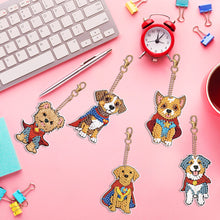 Load image into Gallery viewer, 5PCS Double Sided Round Diamond Painting Art Keychain Pendant (Puppy Hero)
