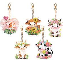 Load image into Gallery viewer, 5PCS Double Sided Round Diamond Painting Art Keychain Pendant for Adults (Calf)
