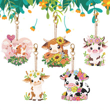 Load image into Gallery viewer, 5PCS Double Sided Round Diamond Painting Art Keychain Pendant for Adults (Calf)
