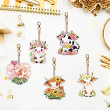 Load image into Gallery viewer, 5PCS Double Sided Round Diamond Painting Art Keychain Pendant for Adults (Calf)
