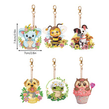 Load image into Gallery viewer, 6PCS Double Sided Round Diamond Painting Art Keychain Pendant (Animal World)
