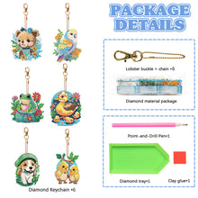 Load image into Gallery viewer, 6PCS Double Sided Round Diamond Painting Art Keychain Pendant(Nature and Animal)
