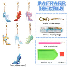 Load image into Gallery viewer, 7PCS Double Sided Diamond Painting Art Keychain Pendant (Butterfly High Heels)
