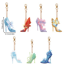 Load image into Gallery viewer, 7PCS Double Sided Diamond Painting Art Keychain Pendant (Butterfly High Heels)
