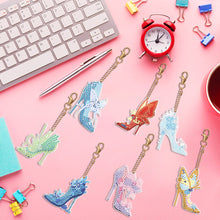 Load image into Gallery viewer, 7PCS Double Sided Diamond Painting Art Keychain Pendant (Butterfly High Heels)
