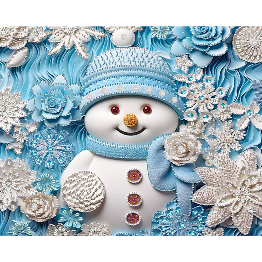 Diamond Painting - Partial Special Shaped - Snowman¡¤Blue (40*50CM)
