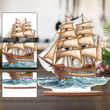 Load image into Gallery viewer, Wooden Sailboat Diamonds Painting Desktop Decor for Table Office Home Decor (#1)
