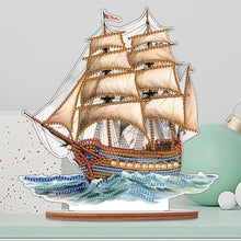Load image into Gallery viewer, Wooden Sailboat Diamonds Painting Desktop Decor for Table Office Home Decor (#1)
