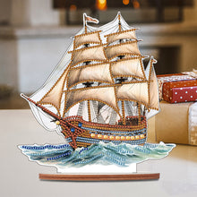 Load image into Gallery viewer, Wooden Sailboat Diamonds Painting Desktop Decor for Table Office Home Decor (#1)
