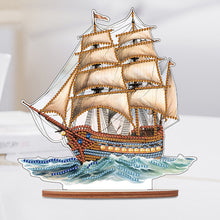 Load image into Gallery viewer, Wooden Sailboat Diamonds Painting Desktop Decor for Table Office Home Decor (#1)

