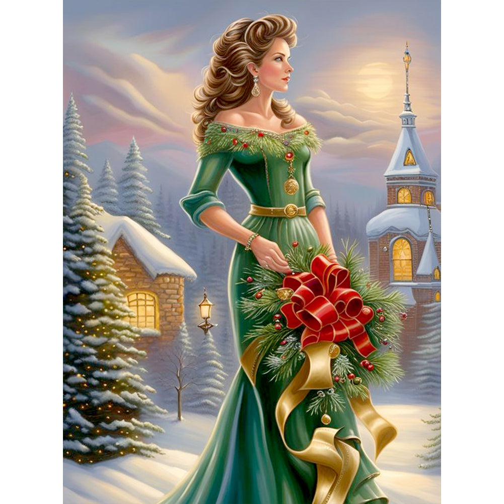 Diamond Painting - Full Round - santa girl (30*40CM)