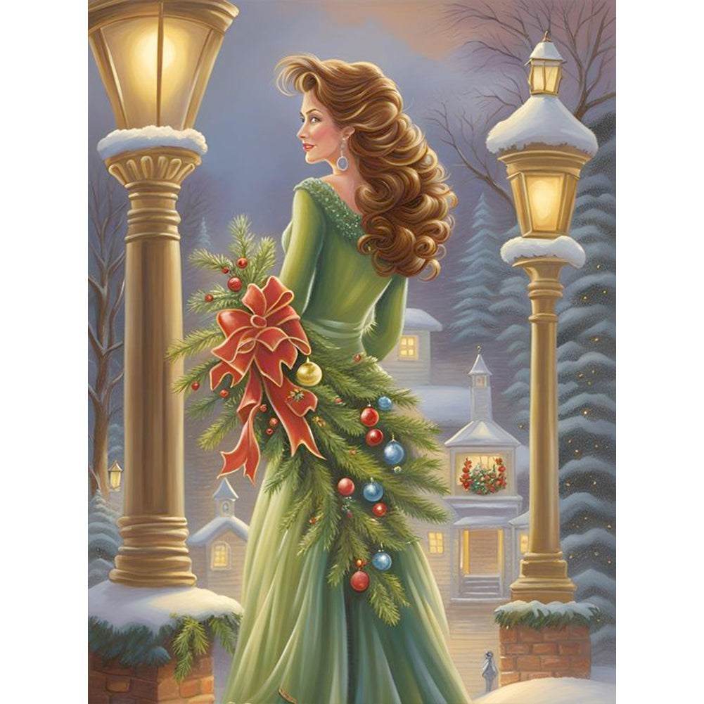 Diamond Painting - Full Round - santa girl (30*40CM)
