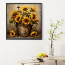 Load image into Gallery viewer, Diamond Painting - Full Round - Iron bucket sunflower (30*30CM)

