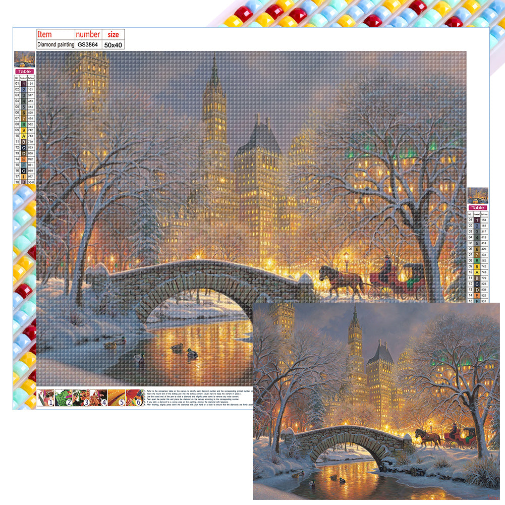 Diamond Painting - Full Square - city winter scene (50*40CM)