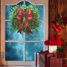 Load image into Gallery viewer, Acrylic Christmas Wreath Single-Sided Diamond Painting Hanging Pendant (#1)
