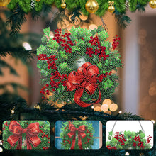 Load image into Gallery viewer, Acrylic Christmas Wreath Single-Sided Diamond Painting Hanging Pendant (#2)
