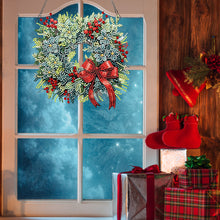 Load image into Gallery viewer, Acrylic Christmas Wreath Single-Sided Diamond Painting Hanging Pendant (#6)
